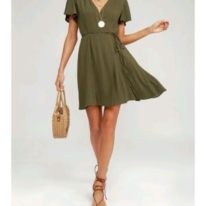 Lulus Olive Green Wrap Dress